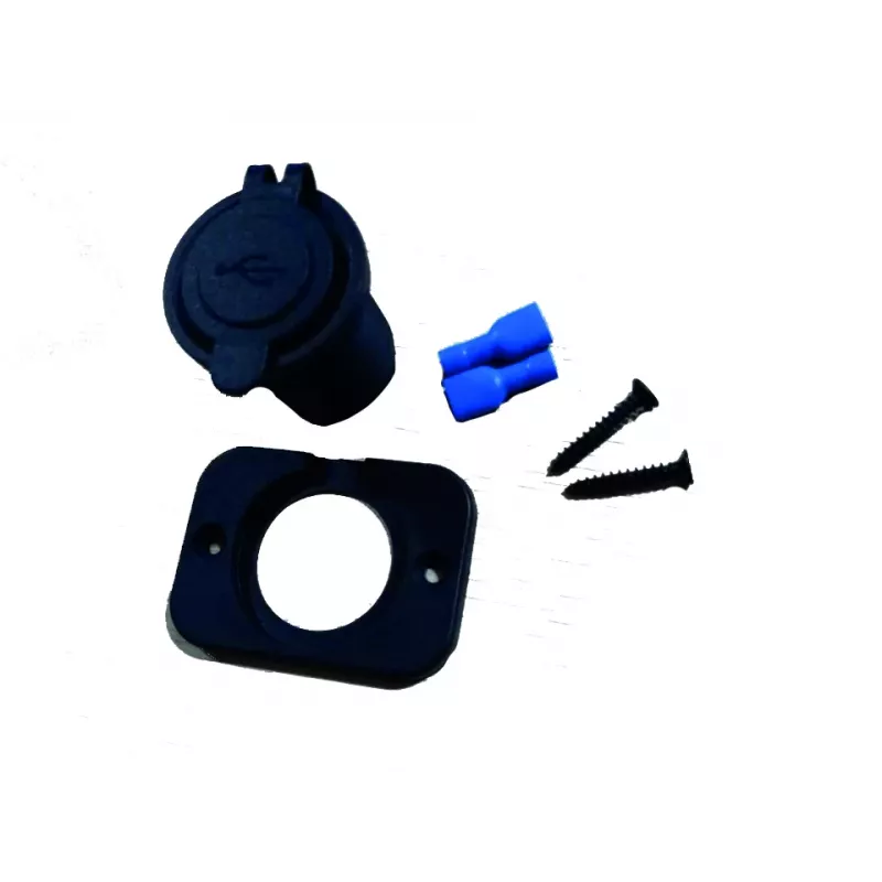 IWH USB-asennuslatausliitäntä 12/24V, 2,1A, 1x USB-A, paneeliasennus 019004