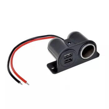 IWH 12/24V autopistorasia 2 USB-liitännällä, 4,2A kokonaisteho (019010)