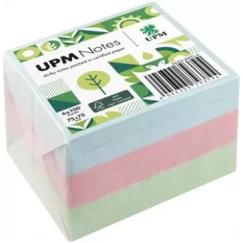 UPM Notes muistilaput 5654-20PG-6 pastelli 75x75mm 100 arkkia lajiteltuna 6 lohkoa