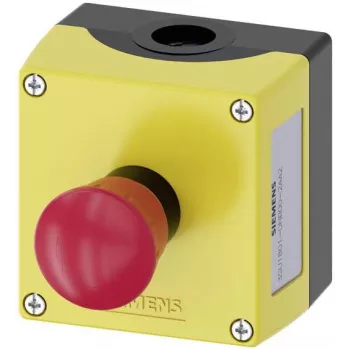 Siemens SIRIUS ACT 3SU18010NB002AA2 täydellinen kotelo lattiamontaukseen, 1 hätäpysäytyspainike, kiertovapautus, punainen, keltainen