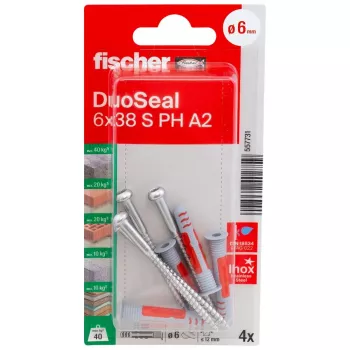 fischer DuoSeal 6 x 38 S PH TX A2 K NV tulppasarja (4 kpl) 557731