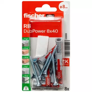 Fischer 535959 DuoPower 8 x 40 RB K NV asennussarja 40 mm 8 mm 1 sarja
