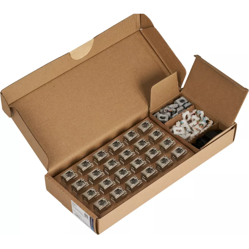 EFB E-20094-24 RJ45 Keystone Slimline/Shortbody Cat.6A komponenttivarmennettu hopea, 24 kpl