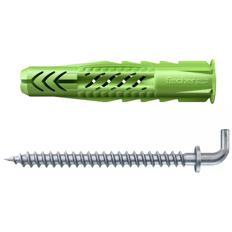 Fischer 532701 UX Green 10 x 60 R WH K NV yleisproppusarja ruuvilla ja L-koukulla, 10 mm x 60 mm, 1 sarja