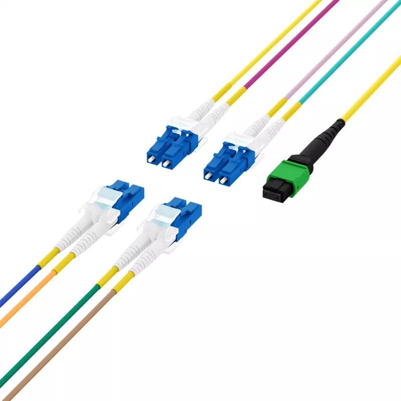 EFB Elektronik MPO-PLUS/APC(F)-LC OS2 8-säikeinen tyyppi B runkokaapeli, LSZH, keltainen, 1m MPOF08LCOS2-1