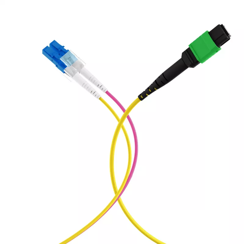 EFB Elektronik MPO-PLUS/APC(F)-LC OS2 8-säikeinen tyyppi B runkokaapeli, LSZH, keltainen, 1m MPOF08LCOS2-1