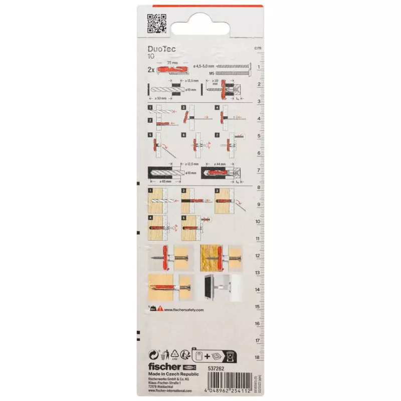 Fischer DuoTec 10 K NV ontelorasiaproppu 50 mm ruuvilla, 1 sarja 537262