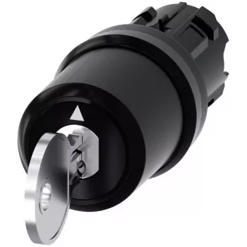 Siemens SIRIUS ACT avainkytkin, 22mm, 2-asentoinen, lukittuva, 90°, musta muovinen eturengas, SSG10 avain 3SU10005HJ010AA0