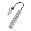 LogiLink USB 3.0 -keskitin, 7-porttinen, 4x USB-A 3x USB-C, alumiinikotelo