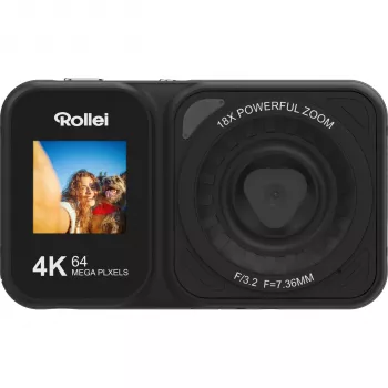 Rollei Compactline 64 Dual Screen digitaalikamera – 14MP, 5x zoom, musta