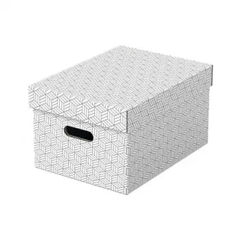 LEITZ 628282 säilytyslaatikko Home Medium, 3-osainen sarja, valkoinen, 100 % kierrätettyä aaltopahvia, irrotettava kansi, pinottava