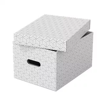 LEITZ 628282 säilytyslaatikko Home Medium, 3-osainen sarja, valkoinen, 100 % kierrätettyä aaltopahvia, irrotettava kansi, pinottava