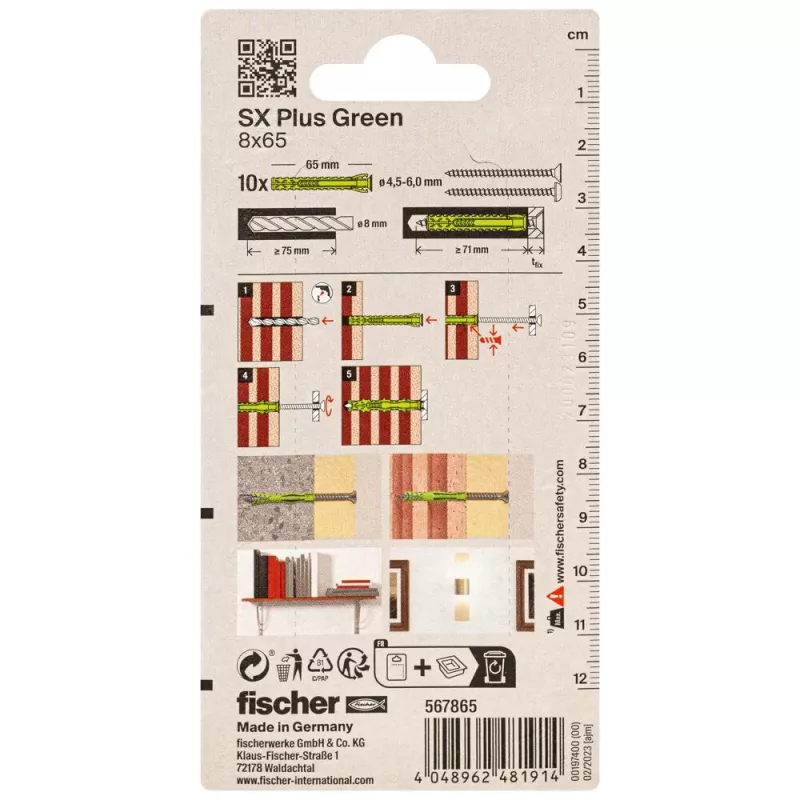 Fischer SX Plus Green proppu 65 mm 8 mm 567865 1 kpl