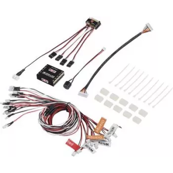 Reely LED-valoyksikkö valkoinen, oranssi, punainen (RE-5631027) – 10-LED RC-mallin valaistusjärjestelmä, 5mm LEDit, 4,8-6V