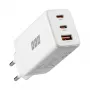 EFB Elektronik 65W GaN seinälaturi 2x USB-C + USB-A PD3.0 QC3.0 valkoinen G651A2CE