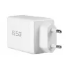 EFB Elektronik 65W GaN seinälaturi 2x USB-C + USB-A PD3.0 QC3.0 valkoinen G651A2CE