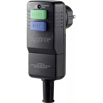 Sygonix SY-3779070 Schuko-kulmapistoke PRCD:llä, 230 V, 16 A, IP54, musta