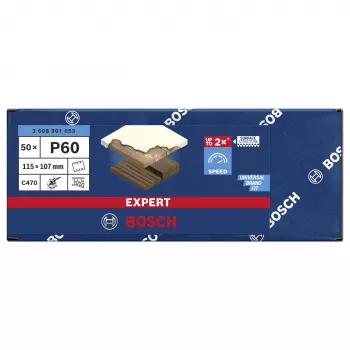 Bosch 2608901655 hiomapaperit värähtelyhiomakoneeseen, karkeus 60, 107 x 115 mm, 50 kpl:n pakkaus