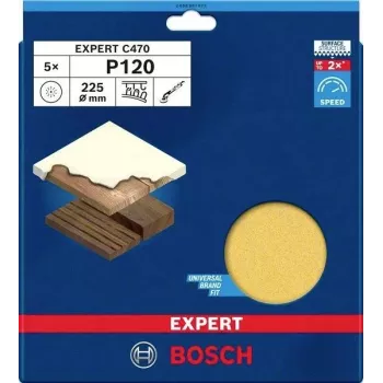 Bosch Expert M480 hiomalaikka kipsilevyhiomakoneelle, 225 mm, karkeus 120, 5 kpl:n pakkaus 2608901673