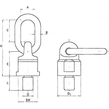 Wiedenmann nostosilmukka silmäpultti M16x32 TF 1,5t GÜ8 360° kääntyvä punainen 55wawk1500-m16x32