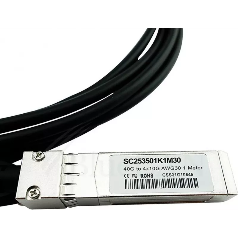 BlueLAN LSWM1QSTK3-BL 40GBASE-CR4 QSFP - 4x10GBASE-CR SFP+ passiivinen Direct Attach -haarakaapeli, 1 m, AWG30