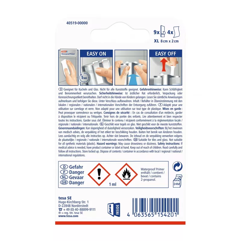 Tesa Powerstrips Waterproof XL liimatarra jopa 9 kg, valkoinen, 9 tarraa 40519-00000-00