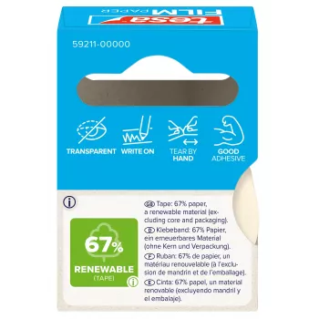 Tesa 59211 paperiteippi 19 mm x 10 m, luonnonvalkoinen, käsin revittävä, kirjoitettava, liuotteeton 59211-00000-00