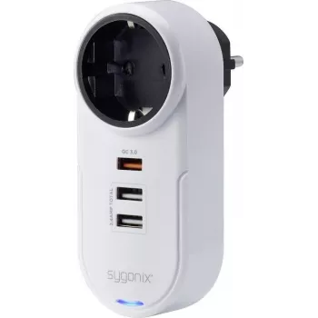Sygonix SY-4512994 suko-välikappale 2 USB-latausliitännällä, valkoinen