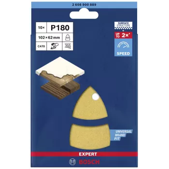 Bosch EXPERT C470 180 karkeus rei'itetyt hiomapaperit epäkeskohiomakoneeseen 102 x 93 mm, 10 kpl:n pakkaus 2608900889