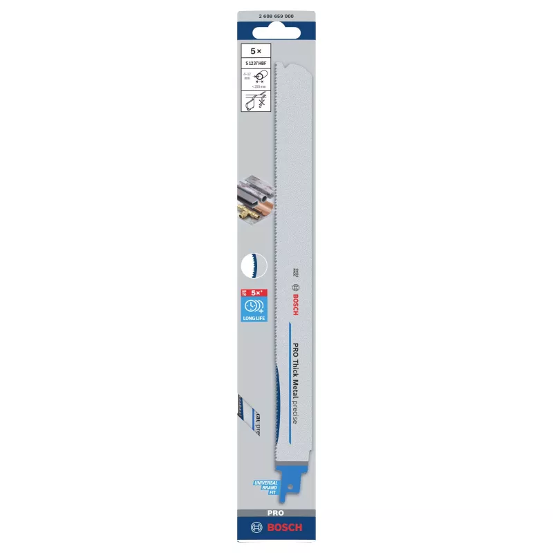 Bosch Professional S1237HBF puukkosahanterä paksuun metalliin, 300 mm, 5 kpl:n pakkaus 2608659000