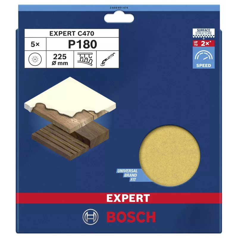 Bosch Expert M480 kipsilevyhiomalaikat P180 225 mm 5 kpl:n pakkaus 2608901674