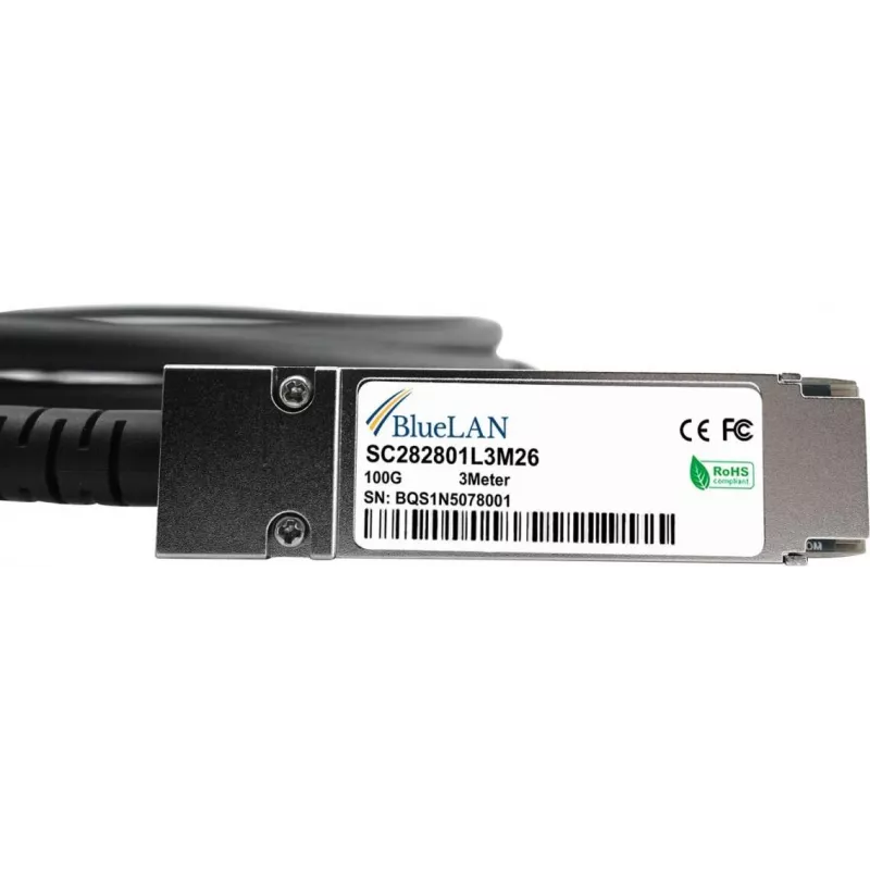 BlueLAN QSFP28 100G Direct Attach -kuparikaapeli 0,5 m QSFP28-100G-CU50CM-BL