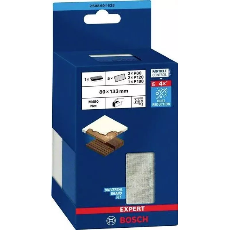 Bosch EXPERT M480 hiomakäsisieni 133 x 80 mm rakeisuuksille 80/120/180 2608901746