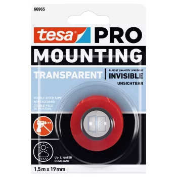 tesa Montage PRO läpinäkyvä 66965-00000-00 kiinnitysteippi 1,5 m x 19 mm