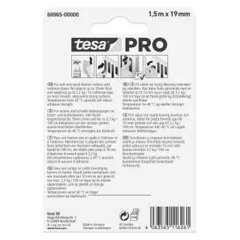 tesa Montage PRO läpinäkyvä 66965-00000-00 kiinnitysteippi 1,5 m x 19 mm