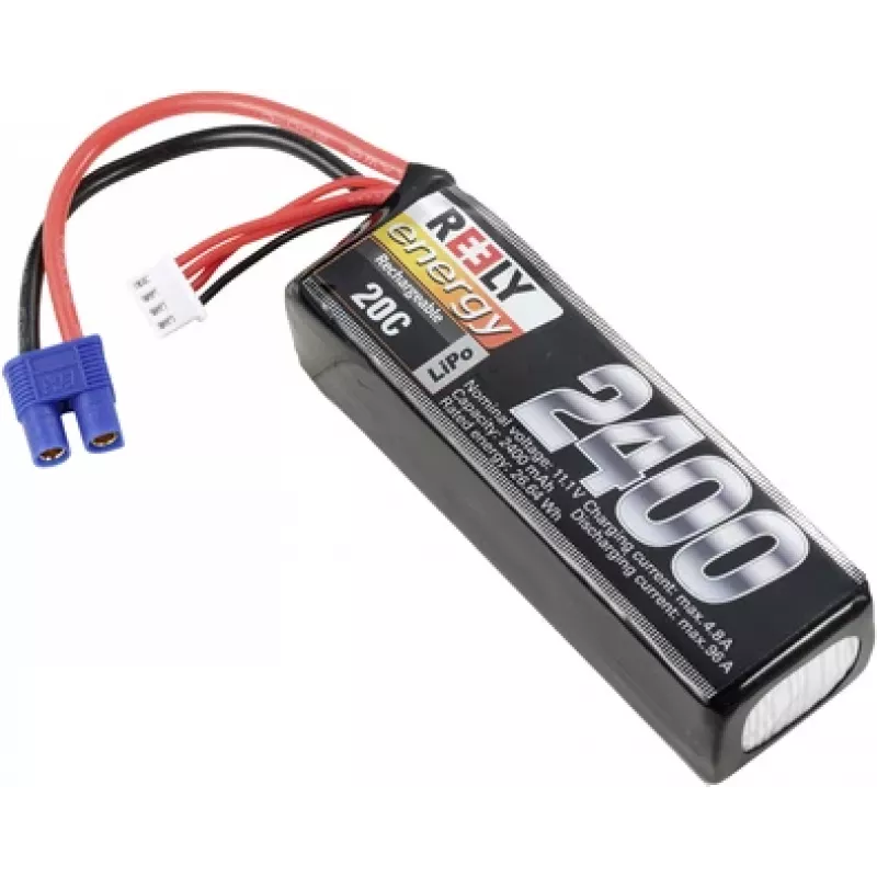 Reely LiPo-akku 11,1V 2400mAh 3S 20C pehmeäkotelo EC3 (RE-7853469)