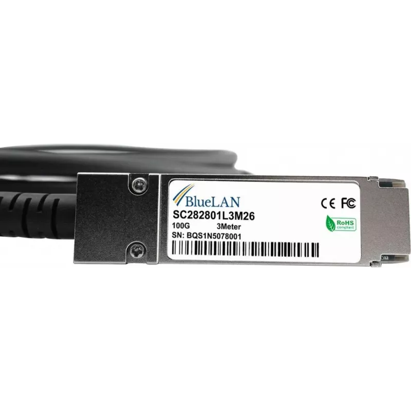 BlueLAN 100G QSFP28 Direct Attach -kaapeli 0,5 m, passiivinen kupari EQPT1H8FR1FCL100-BL