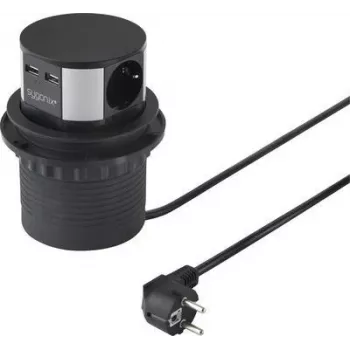 SYGONIX SY-4780156 pistorasiatorni 8 AC-pistorasiaa 2 USB-A 1 USB-C 1,5m kaapeli musta/hopea
