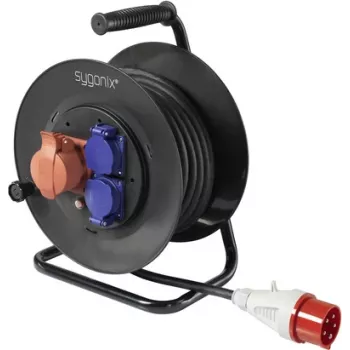 Sygonix SY-5806894 kaapelikela 25 m CEE-pistoke 16 A 5-napainen IP44 musta