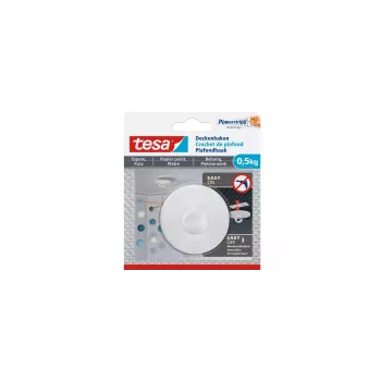 tesa 77781 liimattava kattokoukku tapeteille ja rappaukselle, valkoinen, 3 koukkua + 4 Powerstrip