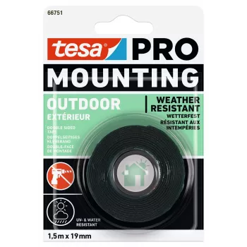 tesa Montage PRO Outdoor 66751-00000-00 läpinäkyvä kiinnitysteippi 1,5 m x 19 mm