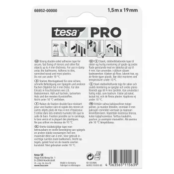 tesa Montage PRO peilinkiinnitysteippi valkoinen 1,5 m x 19 mm 66952-00000-00