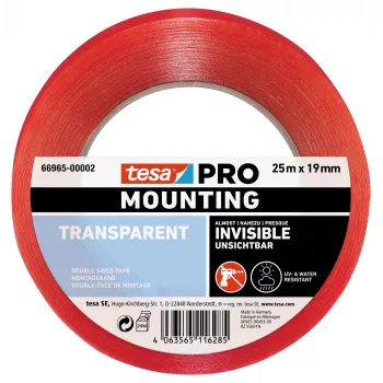 tesa Montage PRO läpinäkyvä kiinnitysteippi 25 m x 19 mm 66965-00002-00