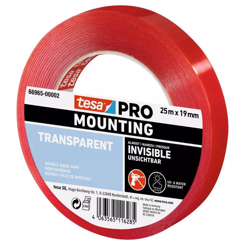 tesa Montage PRO läpinäkyvä kiinnitysteippi 25 m x 19 mm 66965-00002-00