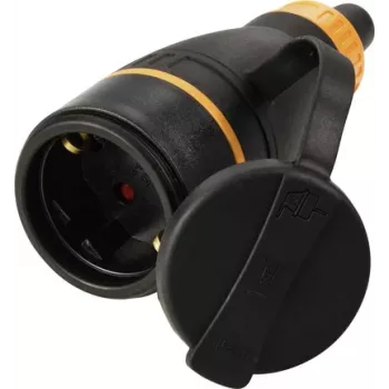 Sygonix SY-6618484 Schuko-turvaliitin TPE PC 250 V/AC musta oranssi IP44