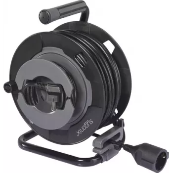 Sygonix SY-6618486 kaapelikela 4 Schuko-pistorasialla, 25 m kaapeli, musta