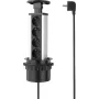 SYGONIX SY-4737792 pöytäjatkojohto 8 Schuko-pistorasialla ja 2 USB-liitännällä, musta/hopea