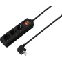 Sygonix SY-4890988 jatkojohto kytkimellä, musta, Schuko, 1 kpl