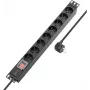 Sygonix SY-5799002 19 tuuman 8-osainen Schuko-rack-asennusjatkojohto, 1U, musta