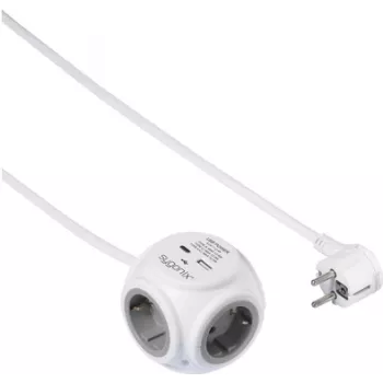 Sygonix SY-5827192 3-osainen pistorasiakuutio 1,4 m kaapelilla, valkoinen/harmaa, 16 A, 3680 W